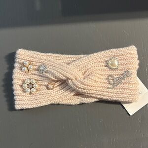Pink Knitted Kids Headband with Embellishments